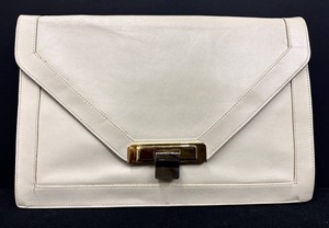 JL - Vintage Leather Clutch - Lou Taylor Cream Shoulder Bag