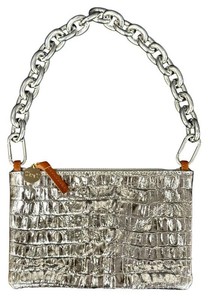 BD - Wallet Clutch - Clare V Silver Metallic CROCO Chain Strap