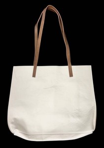 BD - Tote Bag - B-MAY White Carryall With Brown Handles