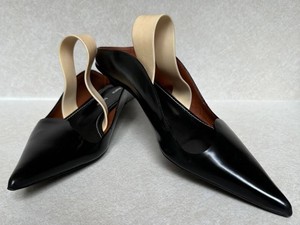 Slingback Heels - Proenza Schouler Wave Black Leather Size 37