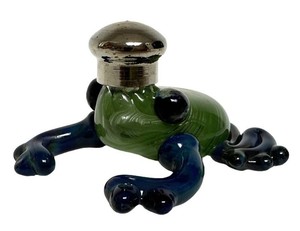 Art Glass Perfume Bottle - Vintage Hand-Blown Frog
