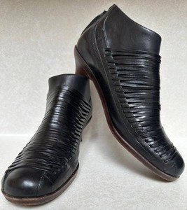 Ankle Boots - Dries Van Noten Caged Black Leather Size 37
