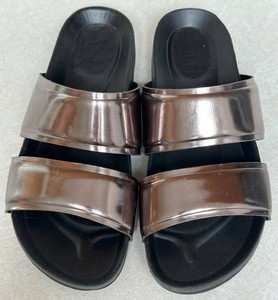 Slide Sandals - Vince Orion Metallic Silver Size 7-7.5