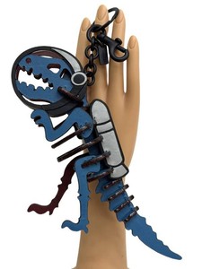 Coach Space Rexy Bag Charm - Jetpack Astronaut Dinosaur Leather Key Fob Blue