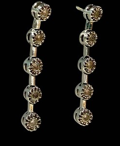 Diamond Dangle Earrings - 14K Gold Floral Drop Pair