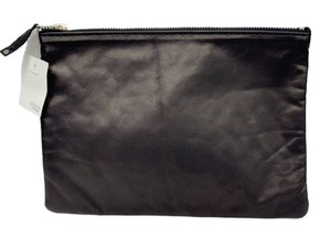 NWT Rogues Gallery Black Premium Leather Map Case Zipper Pouch Clutch