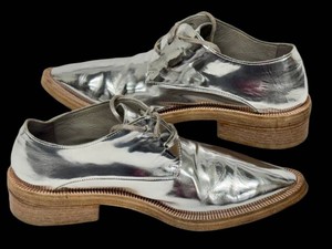 Silver Metallic Lace-Up Shoes - Marsll Parrucca Derby Size 37