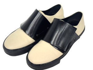 Marni Two-Tone Leather Wide-Strap Slip-On Sneakers - Cream & Black