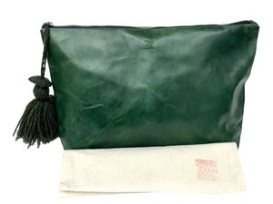 Spring & Finn & Co. Timbuktu Hand Dyed Green Leather Clutch