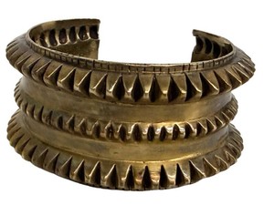 Brutalist Cuff Bracelet - ART Marked Sculptural Metal 1.75 in Wide