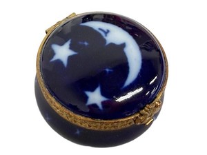 Rochard Limoges Celestial Moon & Stars Porcelain Trinket Box by Betty St. John