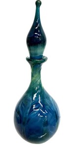 Handblown Art Glass Bottle & Stopper Set - Signed