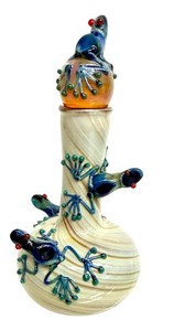 Milton Townsent Art Glass Frog Perfume Bottle  Handblown Art Glass Milton Townsend Perfume Bottle