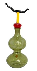 Art Glass Perfume Bottle - Handblown Double-Bulb with Sculptural Stopper
