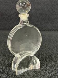 Vintage Art Deco Style Perfume Bottle - Clear Glass Spherical Stopper