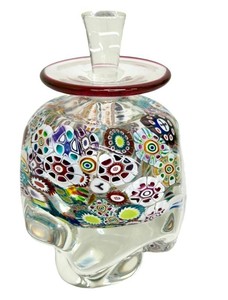 Vintage Heron Glass Asymmetric Murrine Studio Art Glass Perfume Bottle