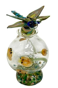 Art Glass Vessel - Loy Allen Handblown Dragonfly Signed 2000