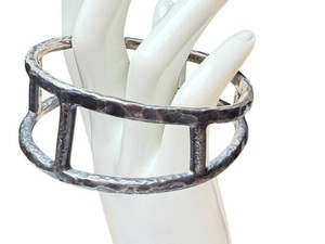 Hammered Textured Cuff Bracelet - Sculptural Openwork
