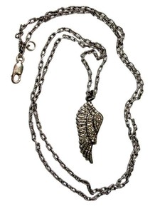 Sterling Silver Marcasite Wing Pendant Necklace