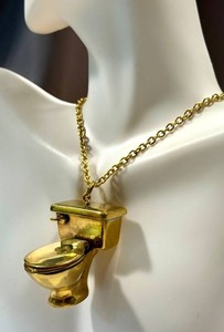 Toilet Pendant Necklace - Mafia Gold-Tone 28in Chain
