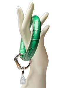Key Ring - Oventure Big O Leather Green Crocodile Embossed