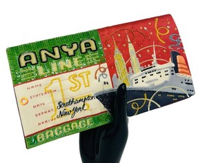 Anya Hindmarch Anya Line Vintage Ticket & NYC Skyline Beaded Foldover Clutch