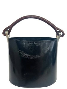 Vintage Kenzo Black Leather Sac Pagodon Bucket Bag