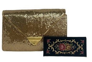 Vintage Gold Mesh Purse & Embroidered Vanity Case Mixed Lot