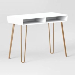 Hairpin Writing Desk with Storage White - Threshold