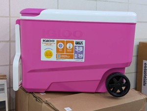Igloo Wheelie Cool 38qt Rolling Cooler - Pink Odor & Stain-Resistant, Polyethylene