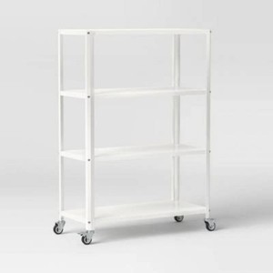 Small 44 3 Shelf Rolling Metal Bookcase Chalk White - Room Essentials