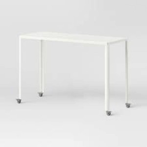 45 Rolling Metal Computer Desk Chalk White - Room Essentials