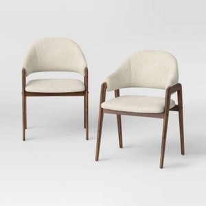 2pk Ingleside Open Back Upholstered Wood Frame Dining Chair Beige - Threshold
