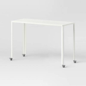 45 Rolling Metal Computer Desk Chalk White - Room Essentials