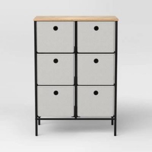 Fabric 6 Bin Tall Vertical Dresser Black Frame - Room Essentials (Assembly Required)