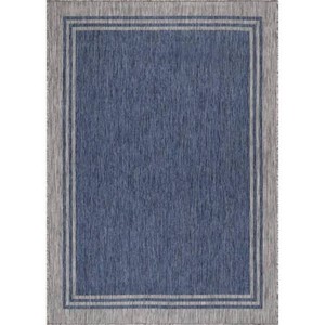 9 X 12 Azure Silver Aloha Washable Bordered Indoor Outdoor Area Rug