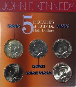 5 Decades JFK Half Dollars  1966 40% Silver & COA