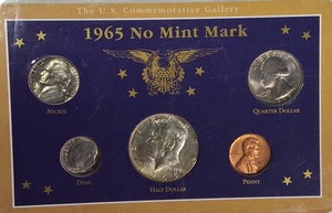 1965 No Mint Mark U.S. Coin Set  Kennedy Half Dollar & 5-Coin Collection