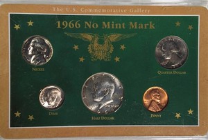 1966 No Mint Mark U.S. Coin Set  40% Silver Kennedy Half Dollar