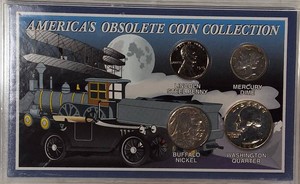 90% Silver U.S. Obsolete Coin Collection  Washington Quarter, Mercury Dime, Buffalo Nickel & 1943 Steel Cent