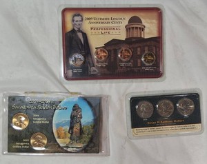 U.S. Coin Collector Lot  Sacagawea Dollars, Susan B. Anthony Dollars & 2009 Lincoln Cents  9 Coins
