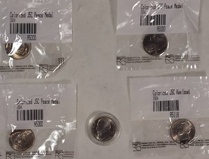 2004 Westward Journey Jefferson Nickel Lot  3 Colorized Peace Medal, Keelboat & 2004-P  5 Coins