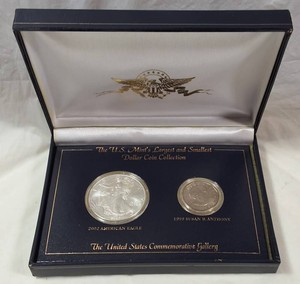 99.9% Silver 2002 American Eagle & 1999 Susan B. Anthony Dollar Set