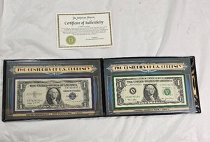 Two Centuries of U.S. Currency  1935-G $1 Silver Certificate & 2003 $1 Federal Reserve Note with COA