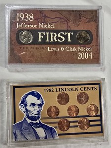 U.S. Coin Collection  1938 Jefferson & 2004 Lewis & Clark Nickels Plus Seven 1982 Lincoln Cents