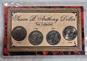 Susan B. Anthony Dollar Complete Year Collection  1979, 1980, 1981 & 1999 U.S. Dollar Coins