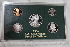 1936 U.S. Coin Proof Set Tribute  Five-Piece Silver & Copper Collector Set with Certificate