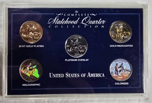 2005 California Statehood Quarter Collector Set  Gold Plated, Platinum Overlay, Holographic, Colorized & Gold-Highlighted