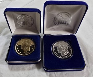 1870 $20 Liberty Head Gold Tribute Proof  1889 Morgan Dollar Tribute Proof  2 Coin Collector Lot