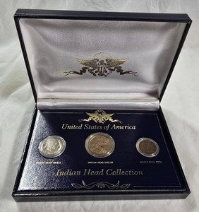 U.S. Indian Head Coin Collection  1906 Indian Head Cent, Buffalo Nickel & 2000-P Sacagawea Dollar